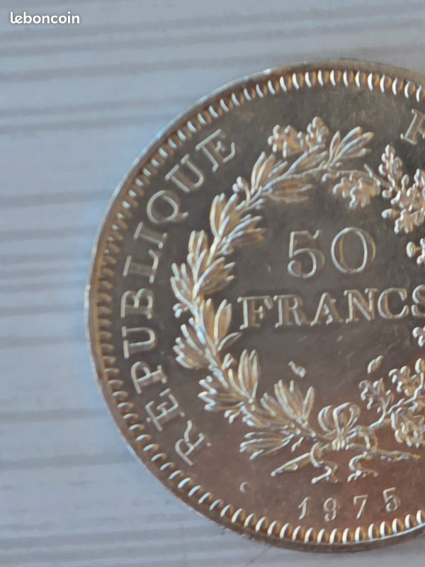 Pièce en argent 50 Francs Hercule 1975 (image 2)