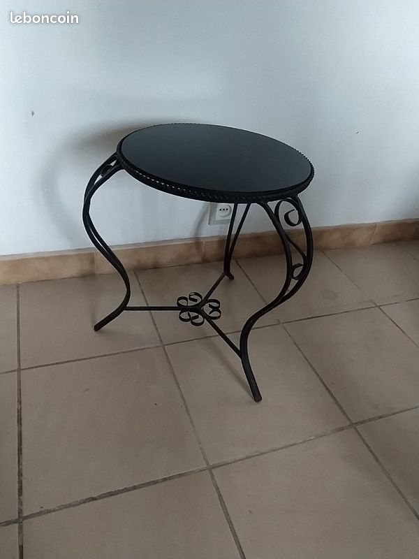 Sellette fer forgé et verre (image 1)