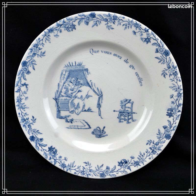 ASSIETTE POPULAIRE EN FAIENCE DE GIEN - DECOR ROUEN - D. 24 cm