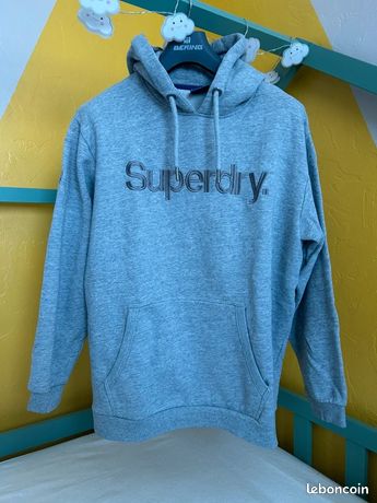 Sweat à capuche oversize bleu gris grès pours Homme