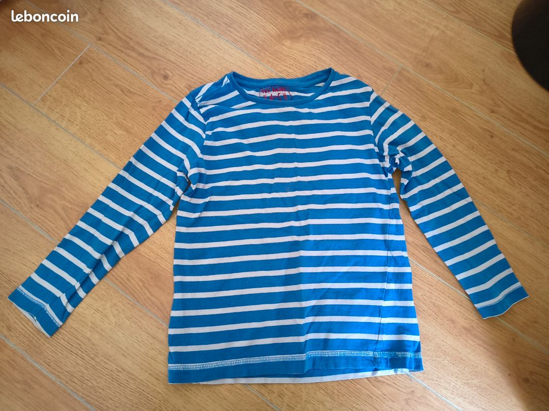T-shirt Rayé Bleu Cool Club Pour Fille – 5 Ans – Coton – Manches Courtes – Occasion Très Bon état