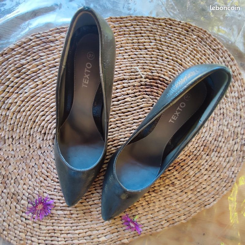 Escarpins Texto Talons Aiguilles - Bleu Saim & Cuir - Taille 37
