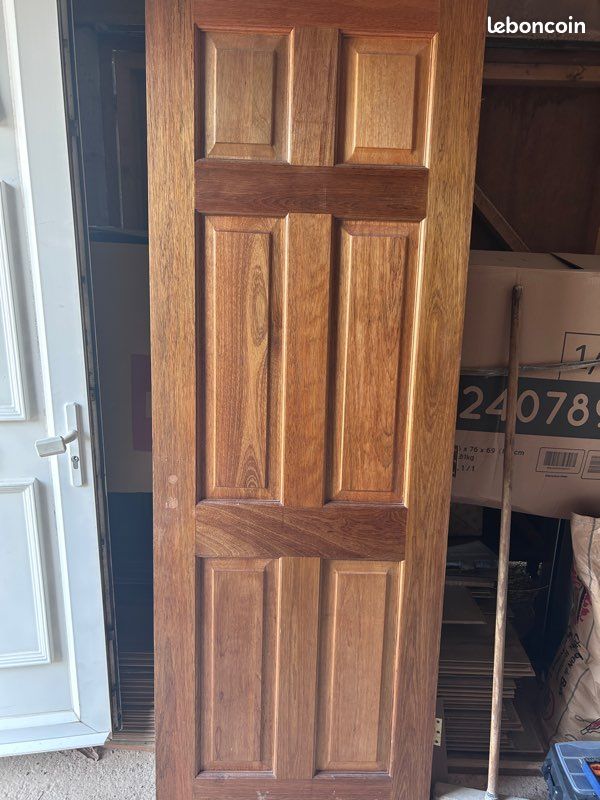 Lot de 4 portes exotique en bois massif dont une vitré (image 2)