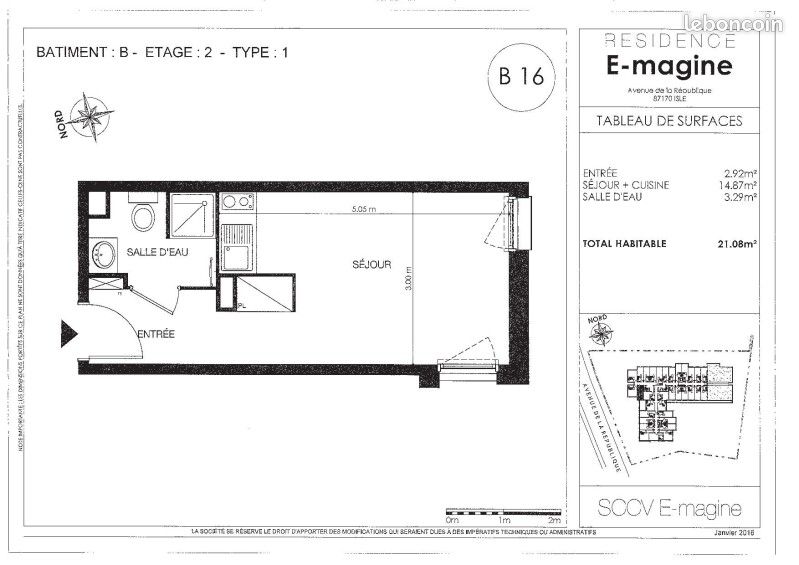 Studio 1 pièce 21 m² - Isle 87170 (image principale 4)