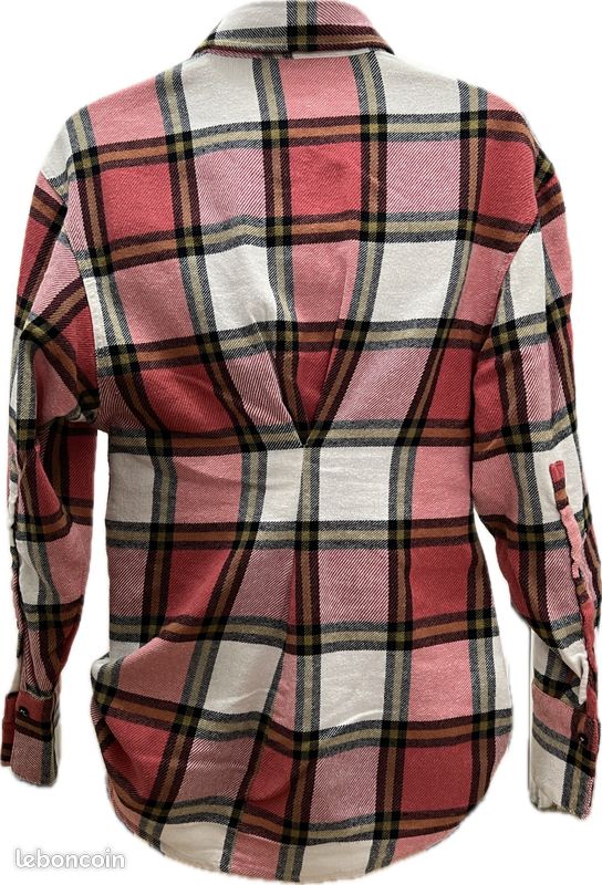 Chemise cotton femme Zara rose/blanc/noir taille M automne hiver
