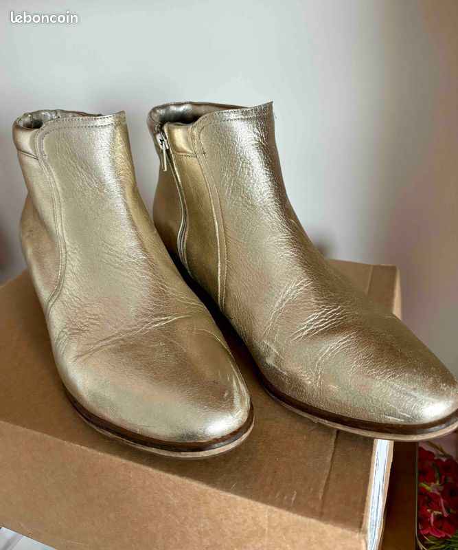 Bottines dorées cuir CLOTAIRE Taille 40 (image 2)