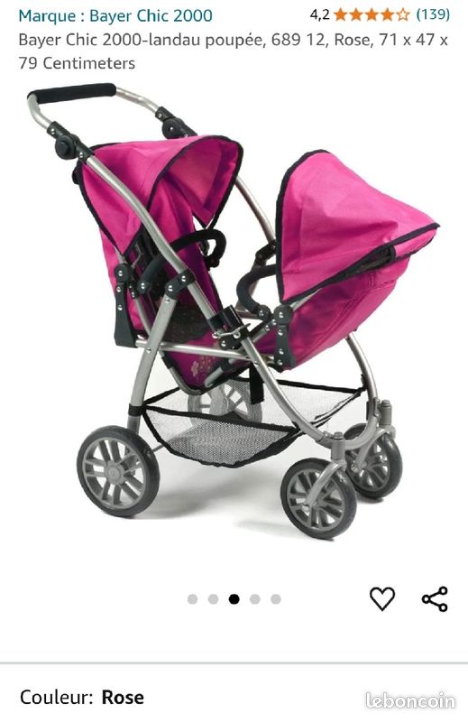 Tandembuggy Vario Poussette Double Pour 2 Poupées, Poussette Pour E Poussette Pour Enfants De 4 A 8 Ans Amz B0b1dhr7nd