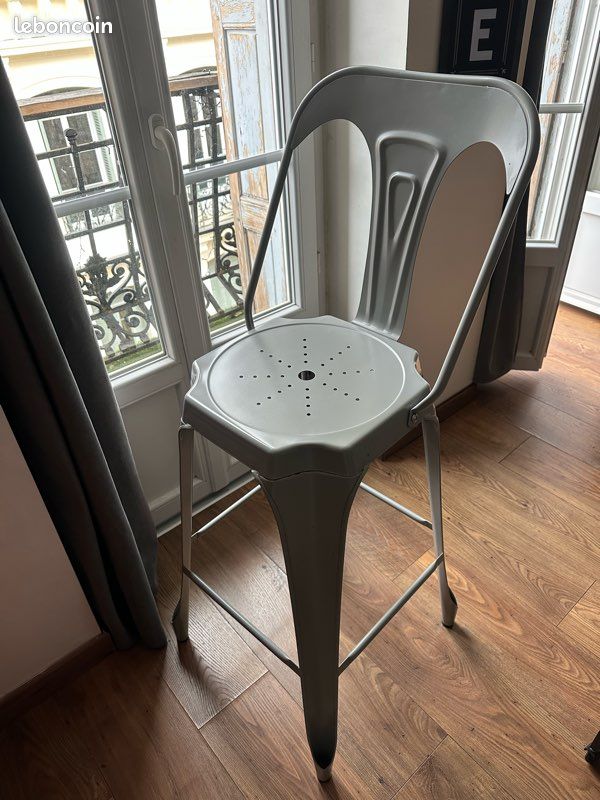 Lot de 4 Tabourets de bar en acier gris clair (image 1)
