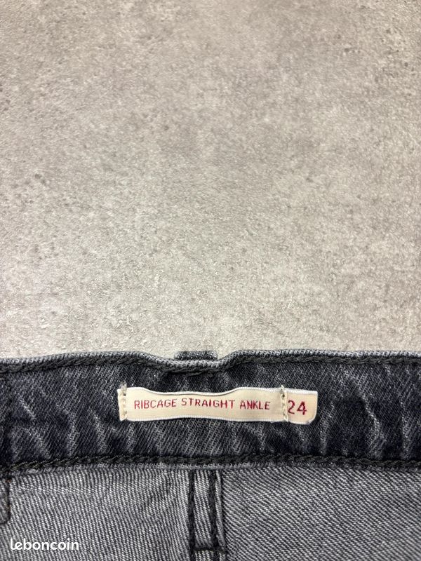 Jean Levi's Ribcage Straight Ankle premium taille haute en denim gris foncé | Taille 32 FR #SLCP58.78 (image 4)