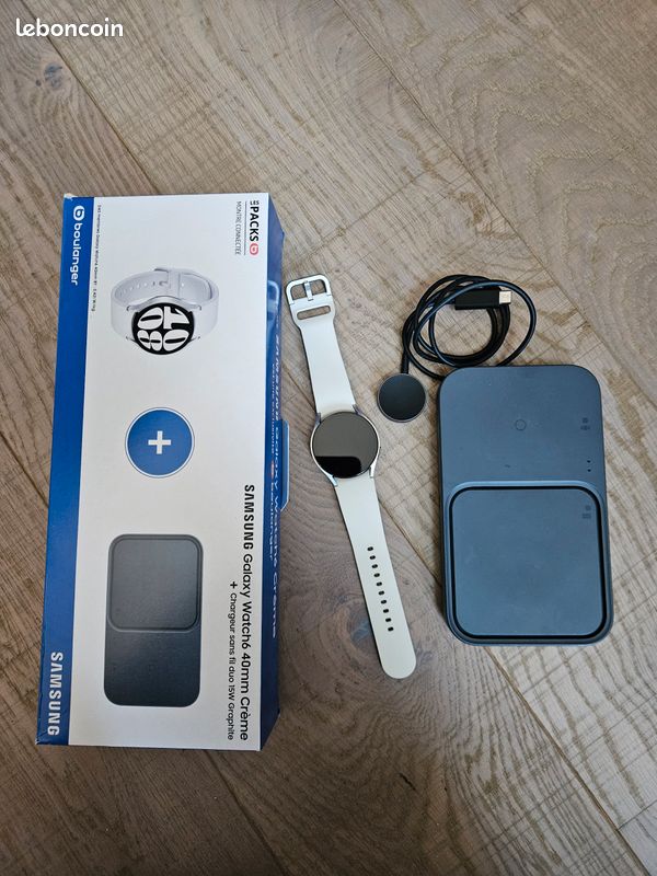Galaxy Watch6 40mm crème + chargeur sans fil duo (image 1)