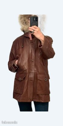 Veste ¾ en cuir d’agneau et fourrure véritable - OAKWOOD Taille XL – Excellent état (image 1)