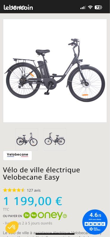 Velobecane Easy Velo Ville Femme Assistance Electrique Vélo