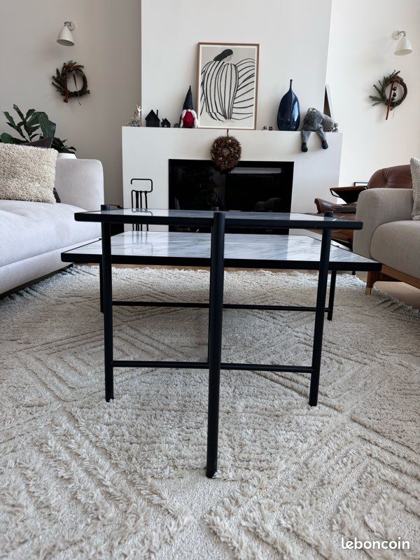 Table basse + Table d’appoint en marbre blanc HANDVÄRK (image 1)