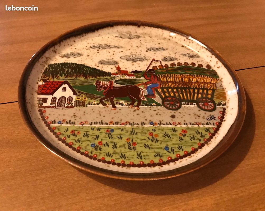 Lot de 2 assiettes décoratives vintage Rosler Bavaria motifs ferme (image 3)