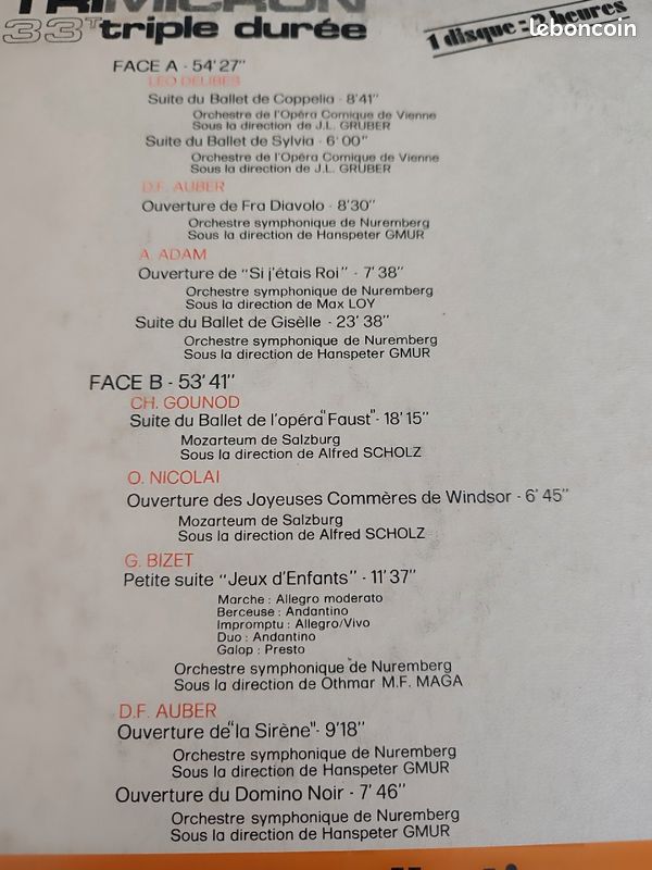 Disque Vinyl vintage "Musique légère du 19ème siècle" (image 6)