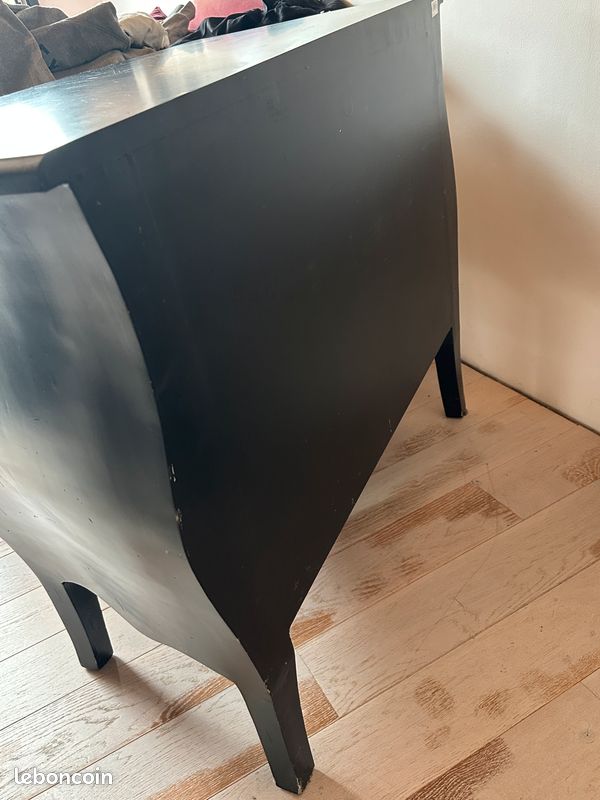 Commode noire baroque 3 tiroirs (image 4)