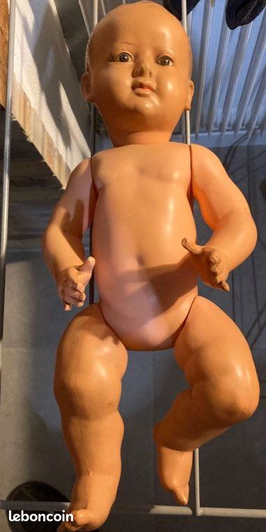 Ancien poupon français – Plastique Petitcollin 60 cm/40 cm