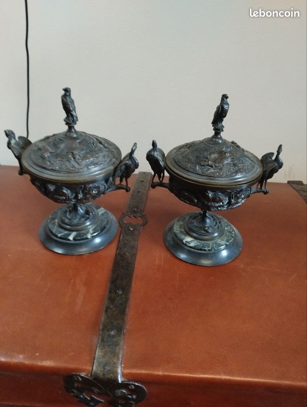 Paire de cassolettes bronze jules moigniez (image 1)