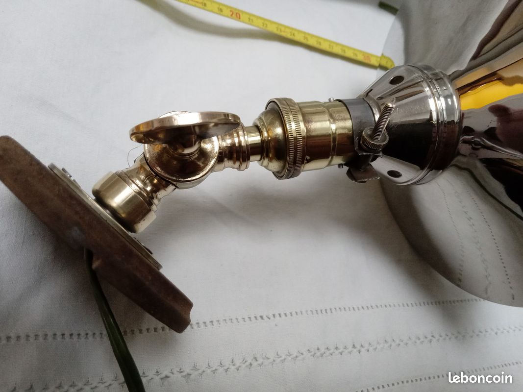 Ancienne lampe applique verre laiton vintage loft industriel métier jielde (image 2)
