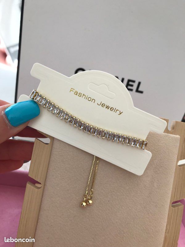 Bracelet barrette strass or (image 1)