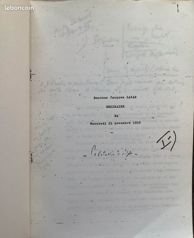 Docteur Jacques Lacan. La relation d'objet. Séminaires du 21 novembre 1956 au 3 juillet 1957. Complet en deux volumes (image 2)