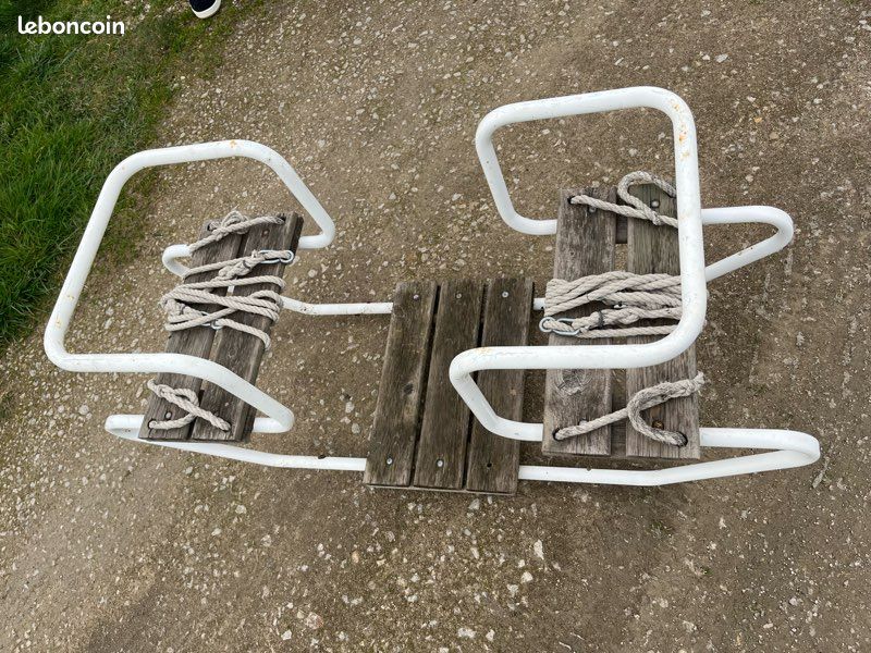 Balançoire pour jumeaux beige - intérieur & extérieur, tissu imperméable, ceintures, cordes réglables - France Balançoire pour jumeaux beige - intérieur & extérieur, tissu imperméable, ceintures, cordes réglables - France