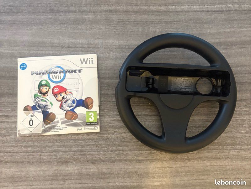 Jeu Wii Mario Kart Avec Volant - Très Bon état - Complet Avec Boîte Et Instructions