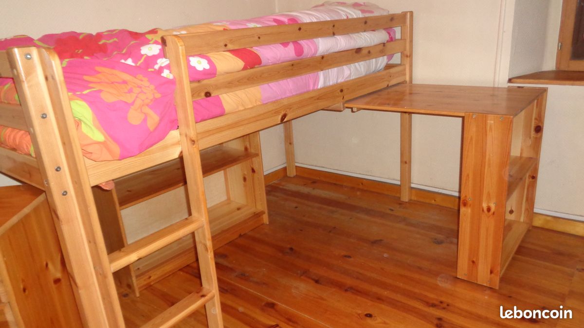 Lit bureau en pin (image 1)