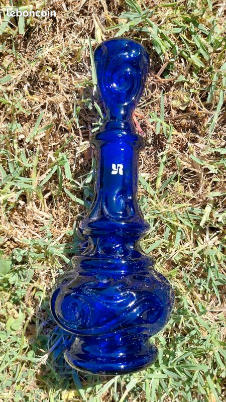 Flacon de parfum ancien bleu cobalt (image 2)