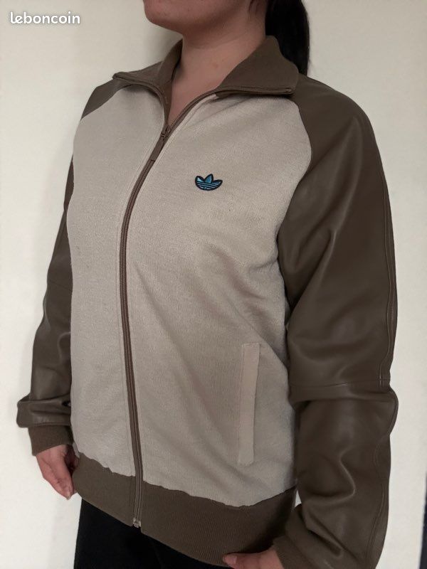 Veste Adidas Originals vintage laine beige marron M – style rétro premium (image 3)