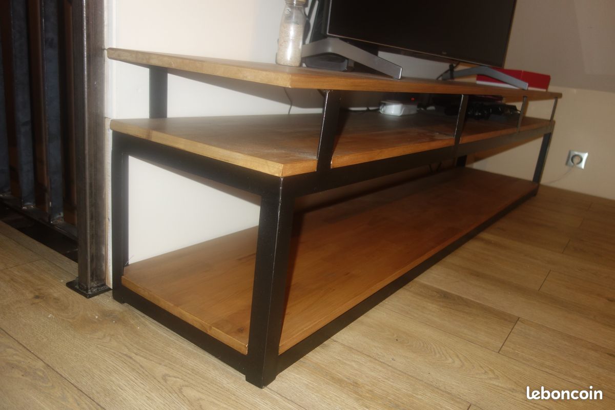 Meuble tv acier bois (image 2)