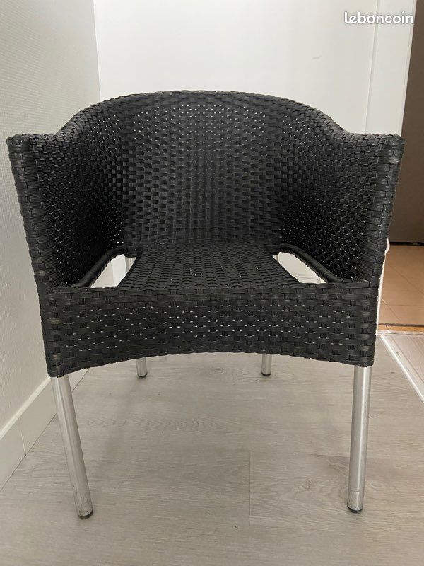 Chaise de Bar en rotin noir Macorest (image 1)