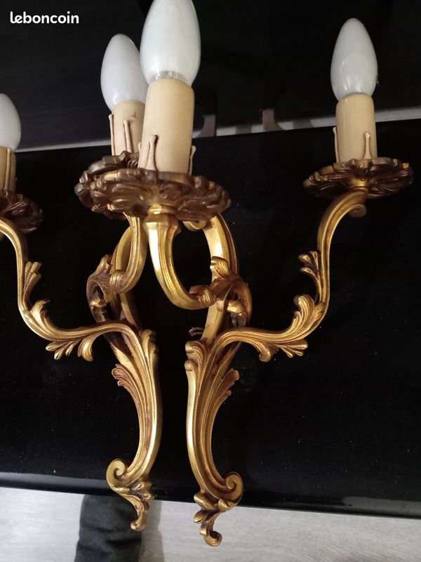 Paire d'appliques en métal doré (image 5)