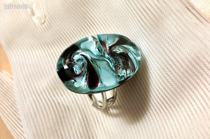 Bague Élégante En Verre De Murano - Fabriquée à La Main En Italie, Prix D'Origine 229€