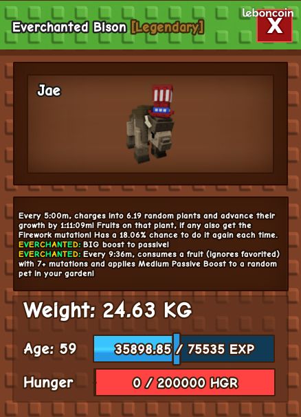 Grow a Garden - Everchanted Bison (image 2)