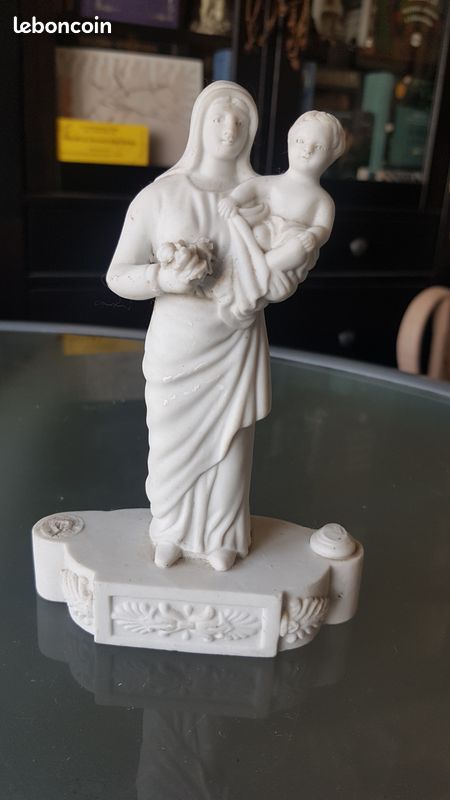 Vierge Marie à l'enfant en porcelaine ou biscuit (image 3)