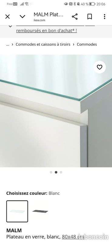 Plateau de verre ikea blanc-noir (160×48)20-(80×48)10 (image 2)