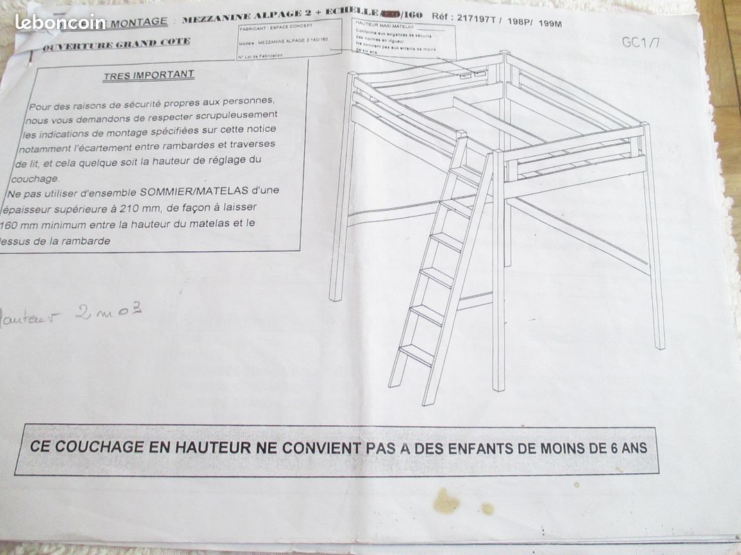 Mezzanine en pin massif Alpage 2, 2 places (image 1)