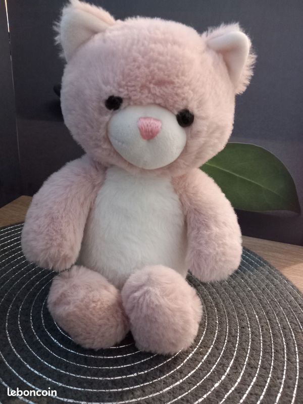 Peluche chat 🐱 rose 29cm atmosphèra for Kids Jeux Jouets