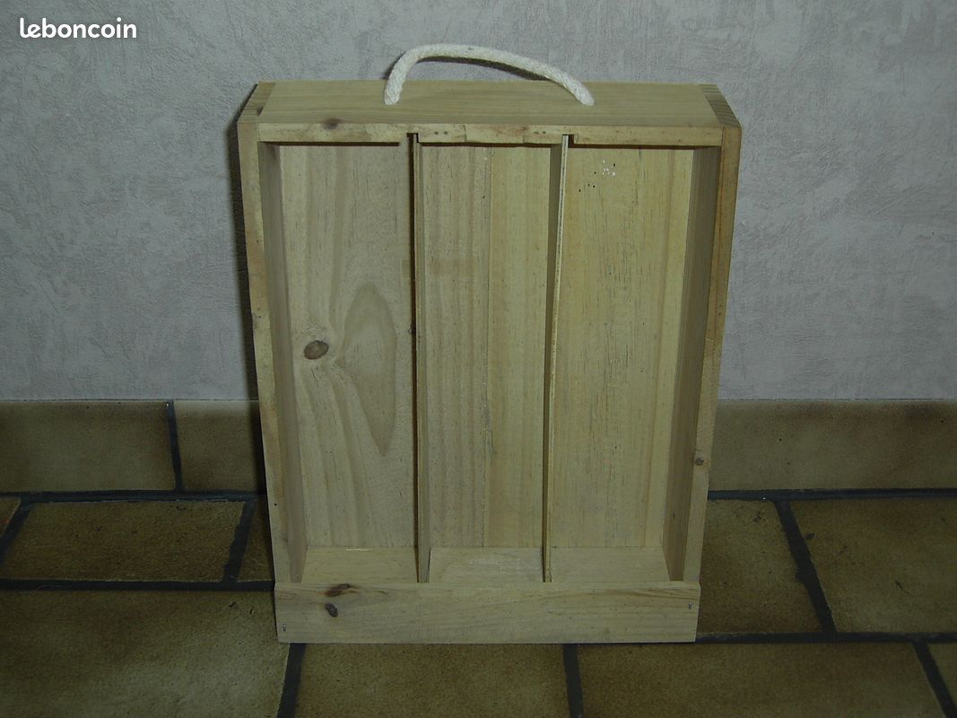 Coffret bois présentation 3 bouteilles - déco (image 2)