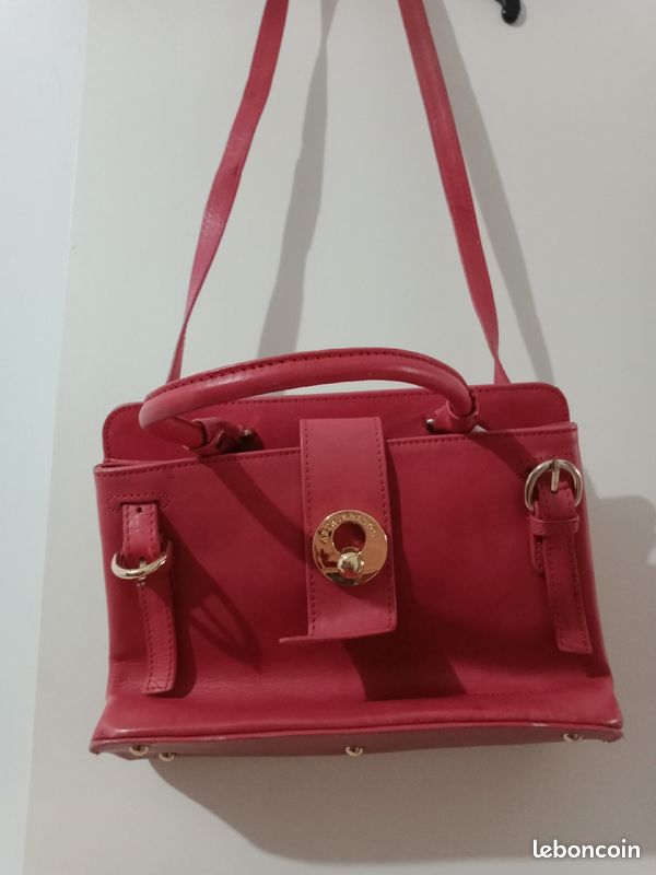 Sac a bandoulière pour femme en cuir vachette de couleur rose (image 1)