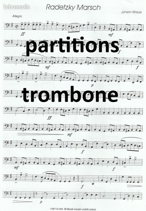 Trombone basse, ténor, cahier neuf de partitions (image 3)