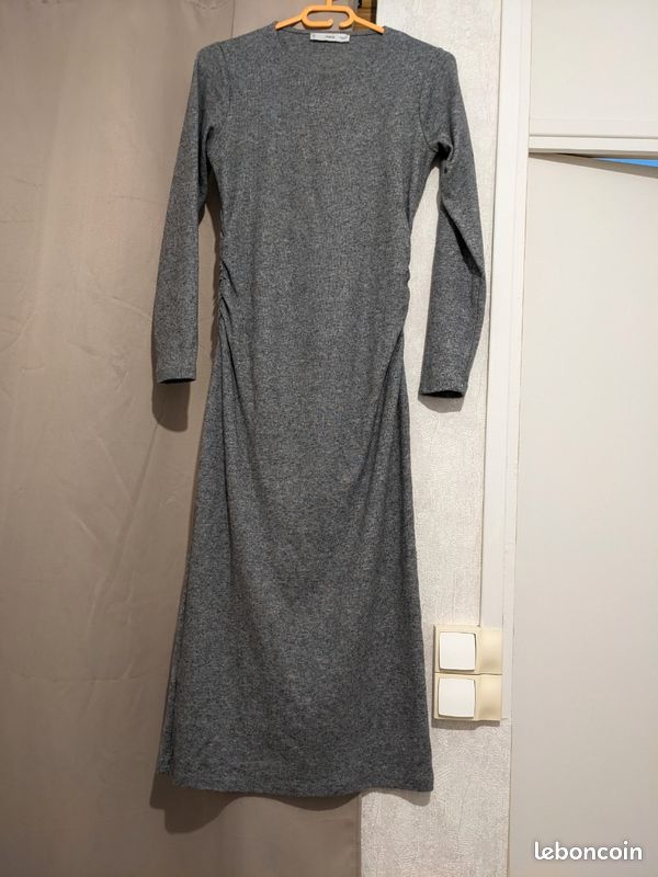 Robe D'hiver Et D'automne Mango Grise - Taille 36, Manches 3/4, épaisse Et Chaude