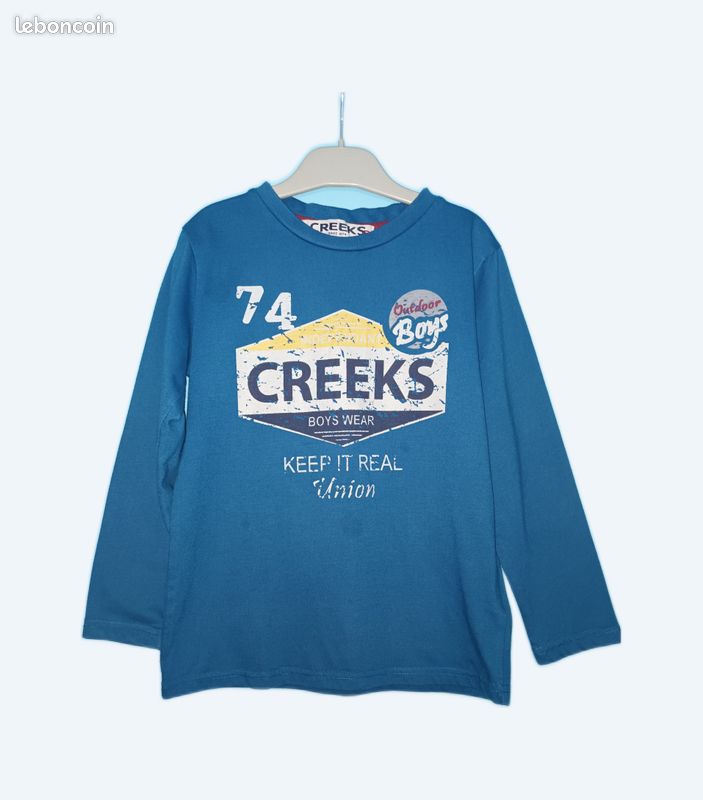 T-shirt m lg turquoise CREEKS en 8 ans (mam33133) (image 1)