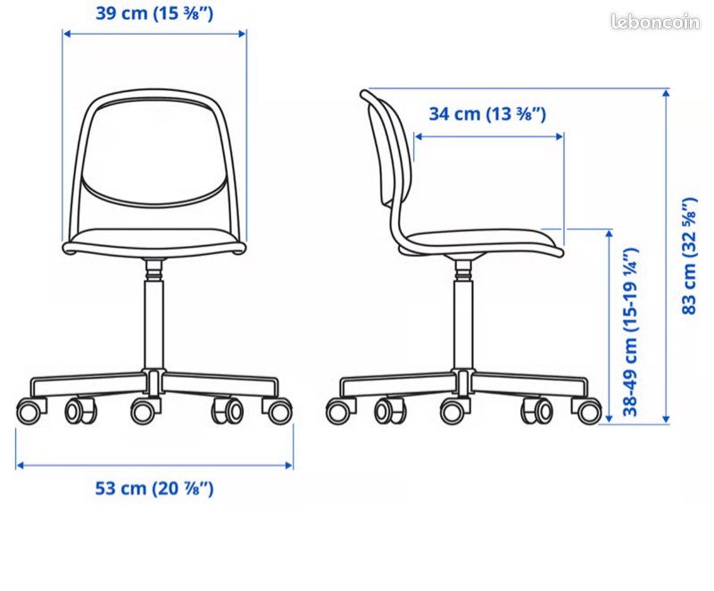 Chaise bureau pivotante enfant/ado (image 5)