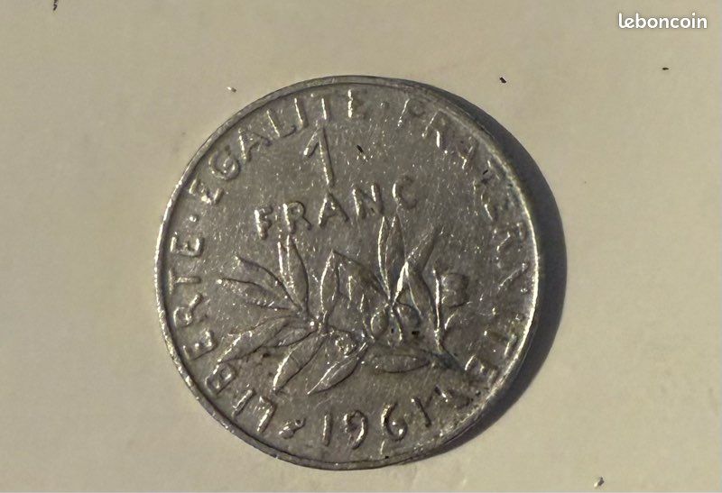 1 Franc Semeuse 1961 – Pièce Très Bon état (SUP), Non Expertisée