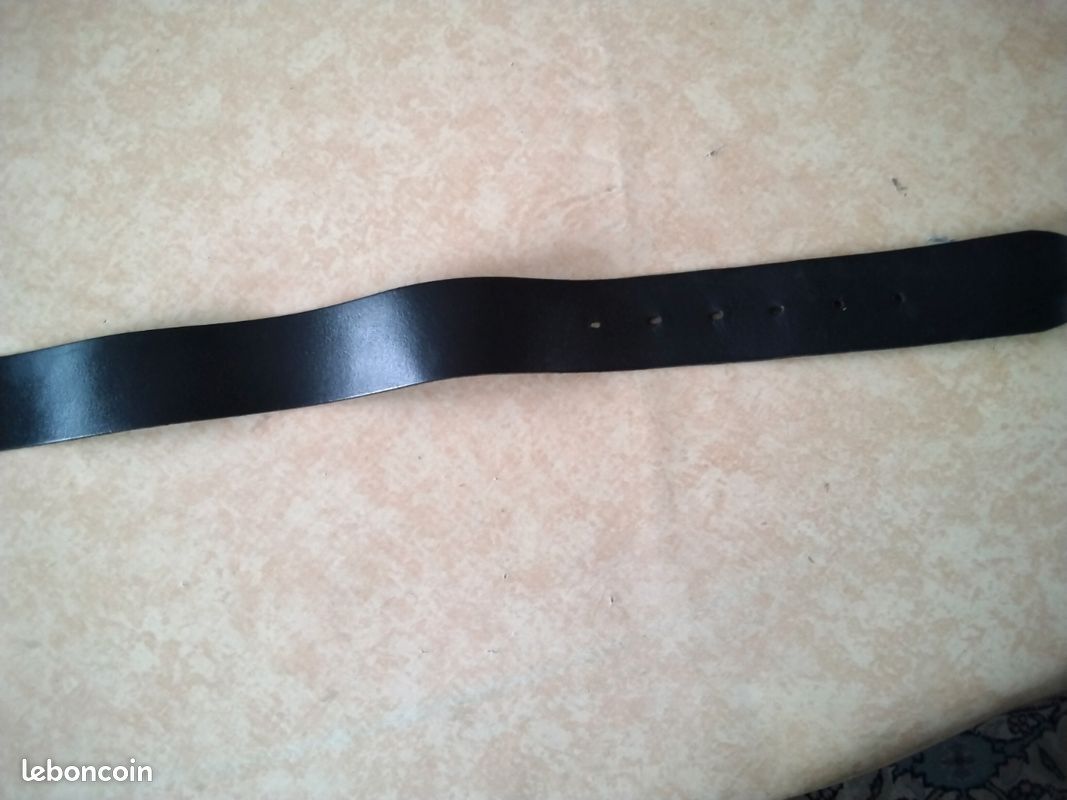 Ceinture femme cuir noir, grande boucle métal, tbe (image 4)