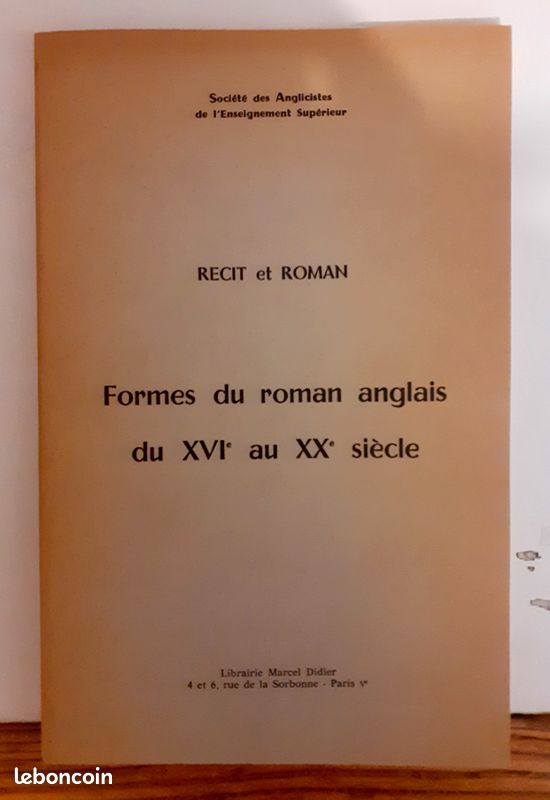 Récit et roman : Formes du roman anglais du XVIe au XXe siècle (image 1)