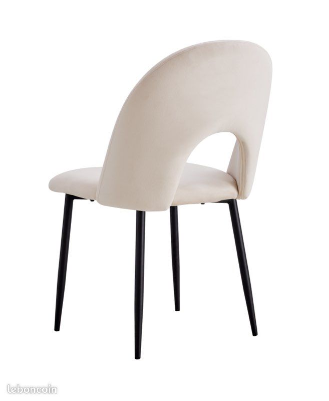 Lot 4/6/8/10 chaises velours beige - pieds noirs (image 2)