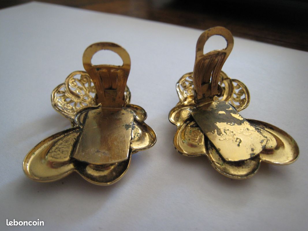 Boucles D’oreilles Vintage Dorées Clips – Métal Doré Années 80